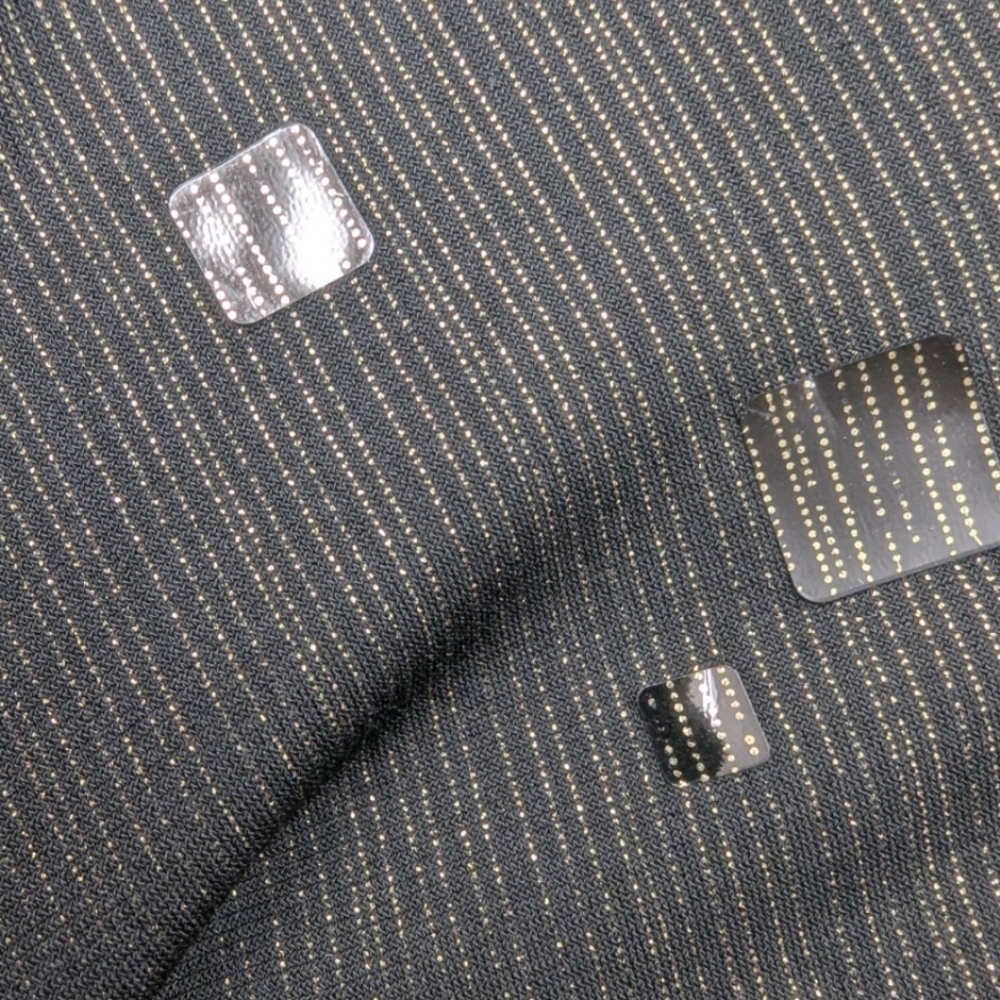Java 3X (26/28) Black Shimmer Blouse With Gold Threads And Ice-like Decals - Picture 12 of 13